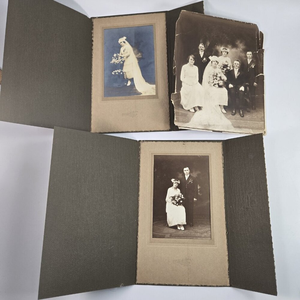 Antique Wedding Photos Litynski Studios Detroit Michigan c1910s 1920s WWI Era